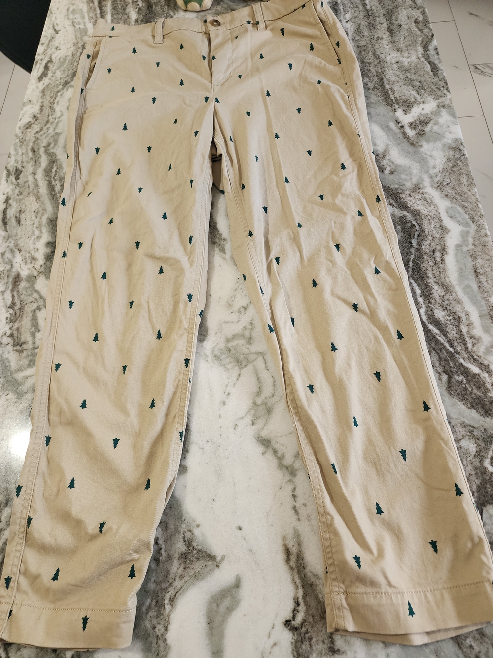 J. Crew Khaki Chino Pants with Green Tree Embroidery